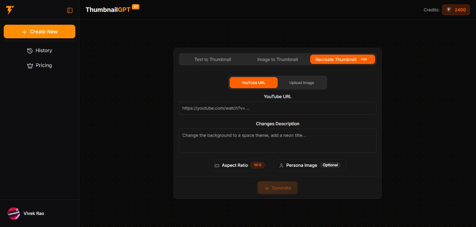 Screenshot 2 of ThumbnailGPT - AI Thumbnail Generator