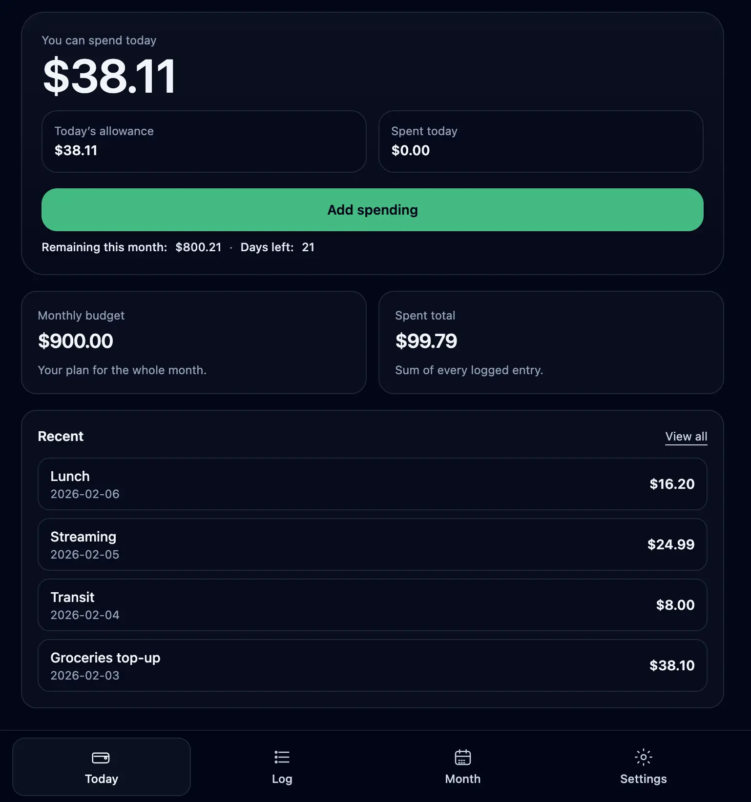 Screenshot 1 of Daily Budget