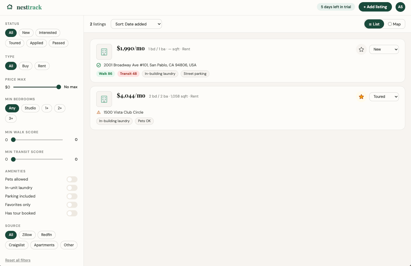 Screenshot 1 of NestTrack