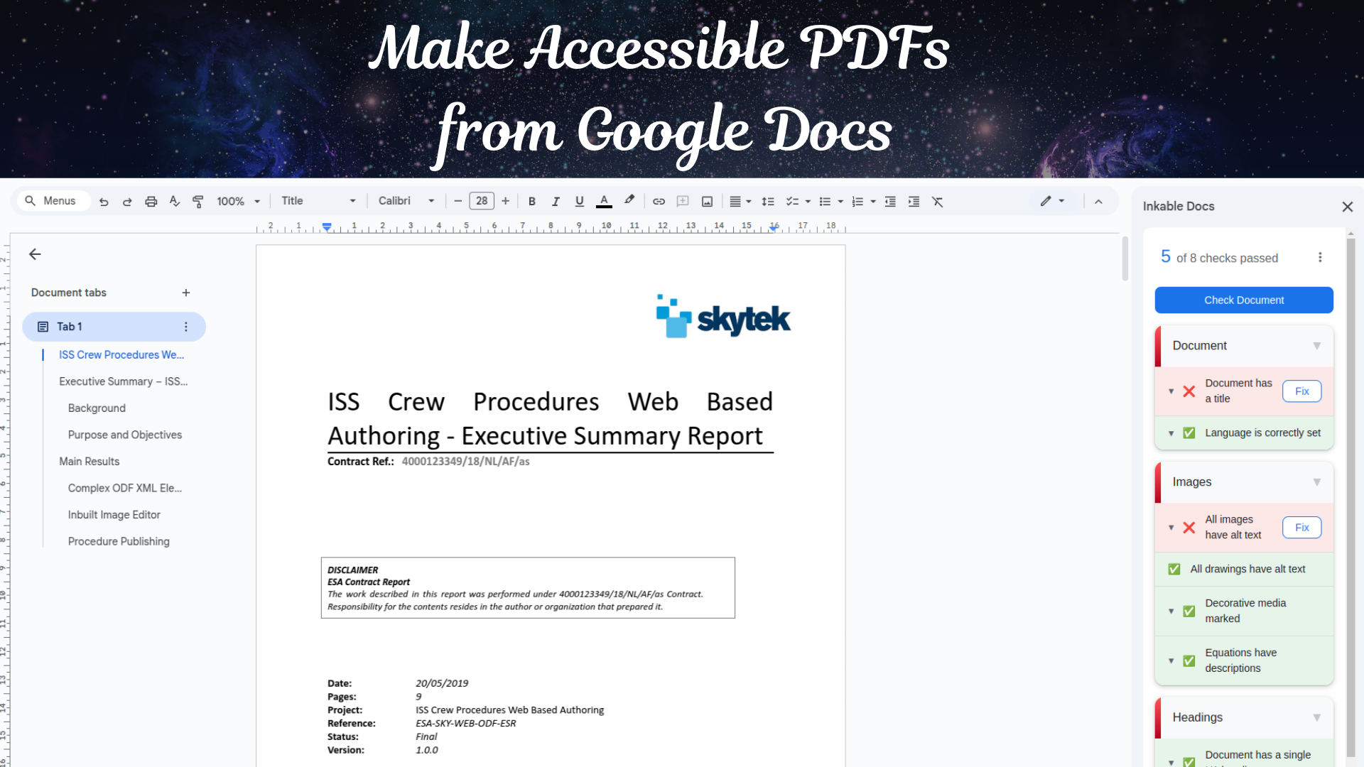 Screenshot 1 of AI PDF Accessibility for Google Docs