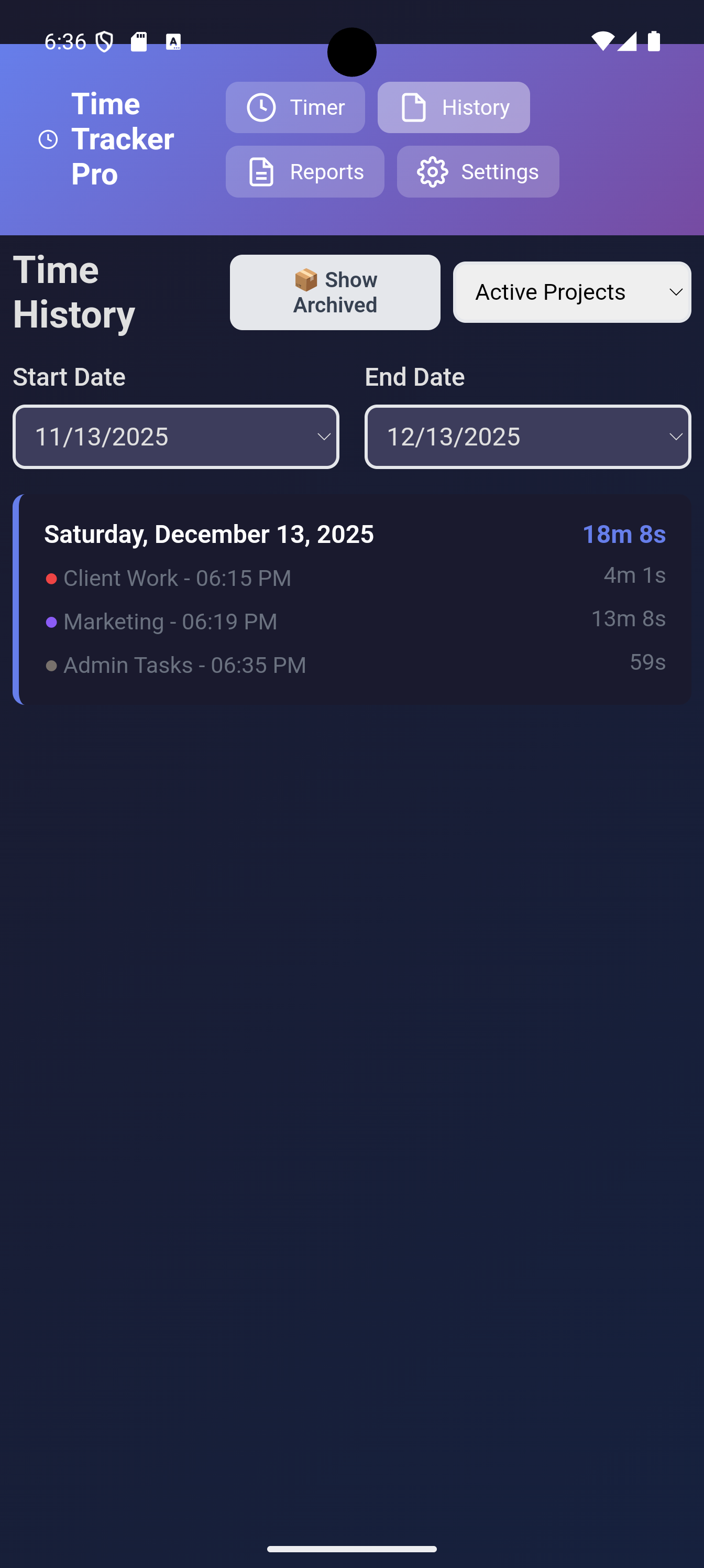 Screenshot 3 of TimeTracker Pro