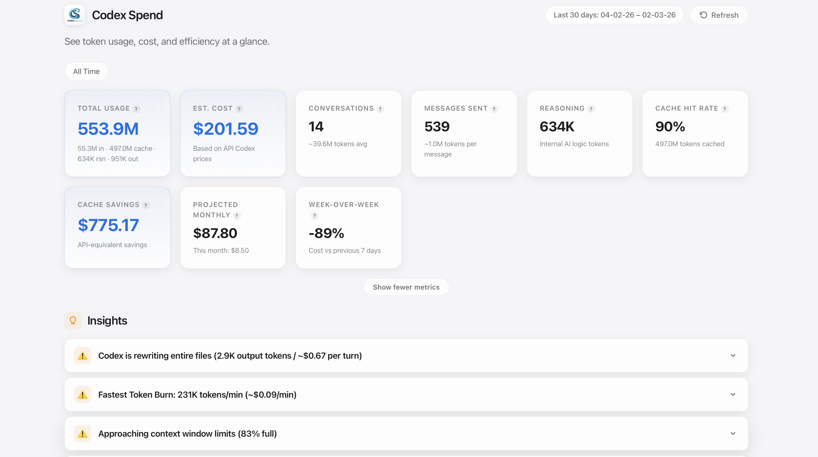 Screenshot 2 of Codex-Spend