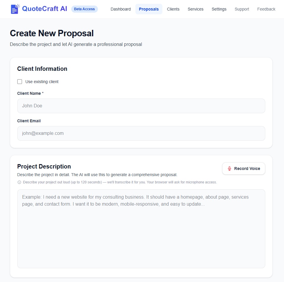 Screenshot 2 of QuoteCraft AI
