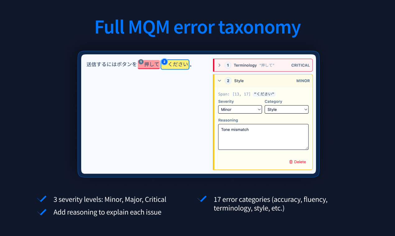 Screenshot 3 of Alconost MQM Annotation Tool