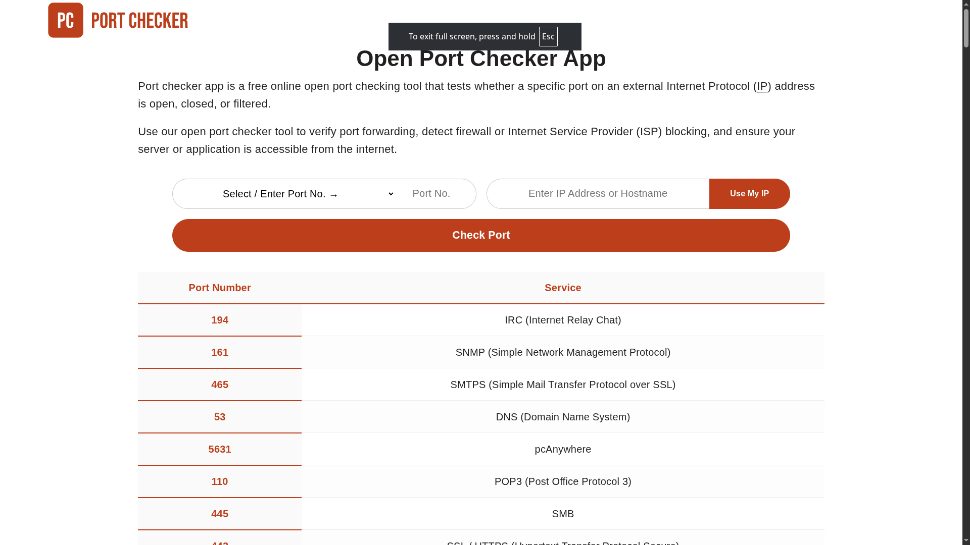 Screenshot 1 of Port Checker App