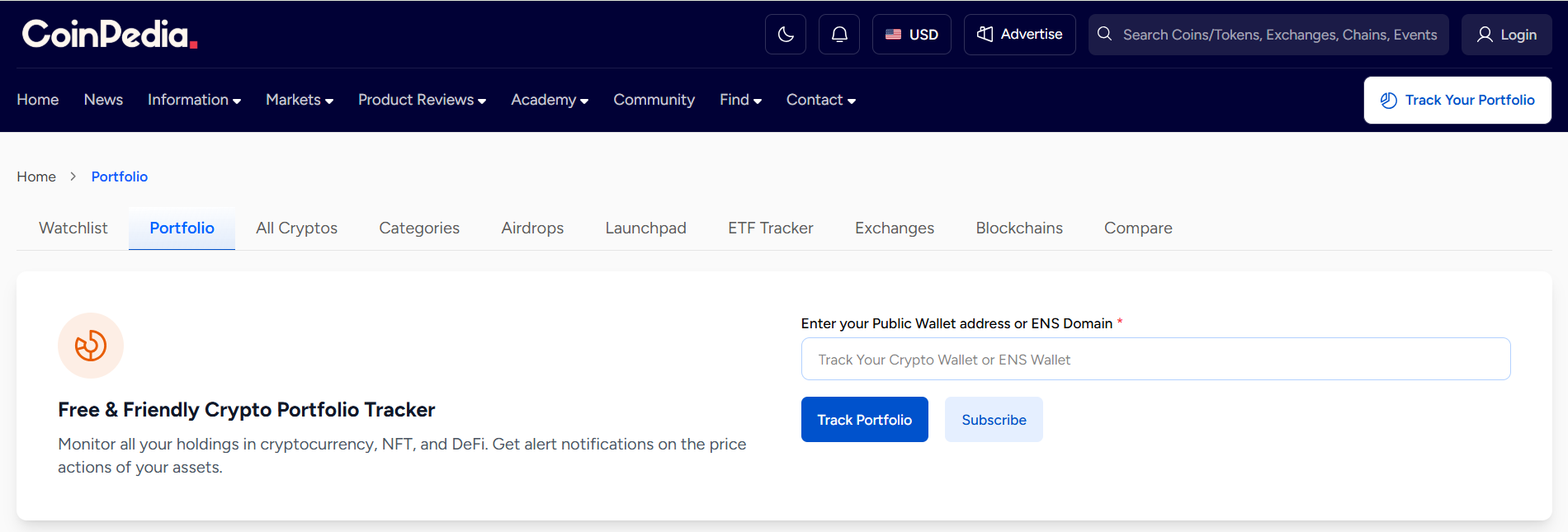 Screenshot 1 of Coinpeidia Crypto Portfolio Tracker