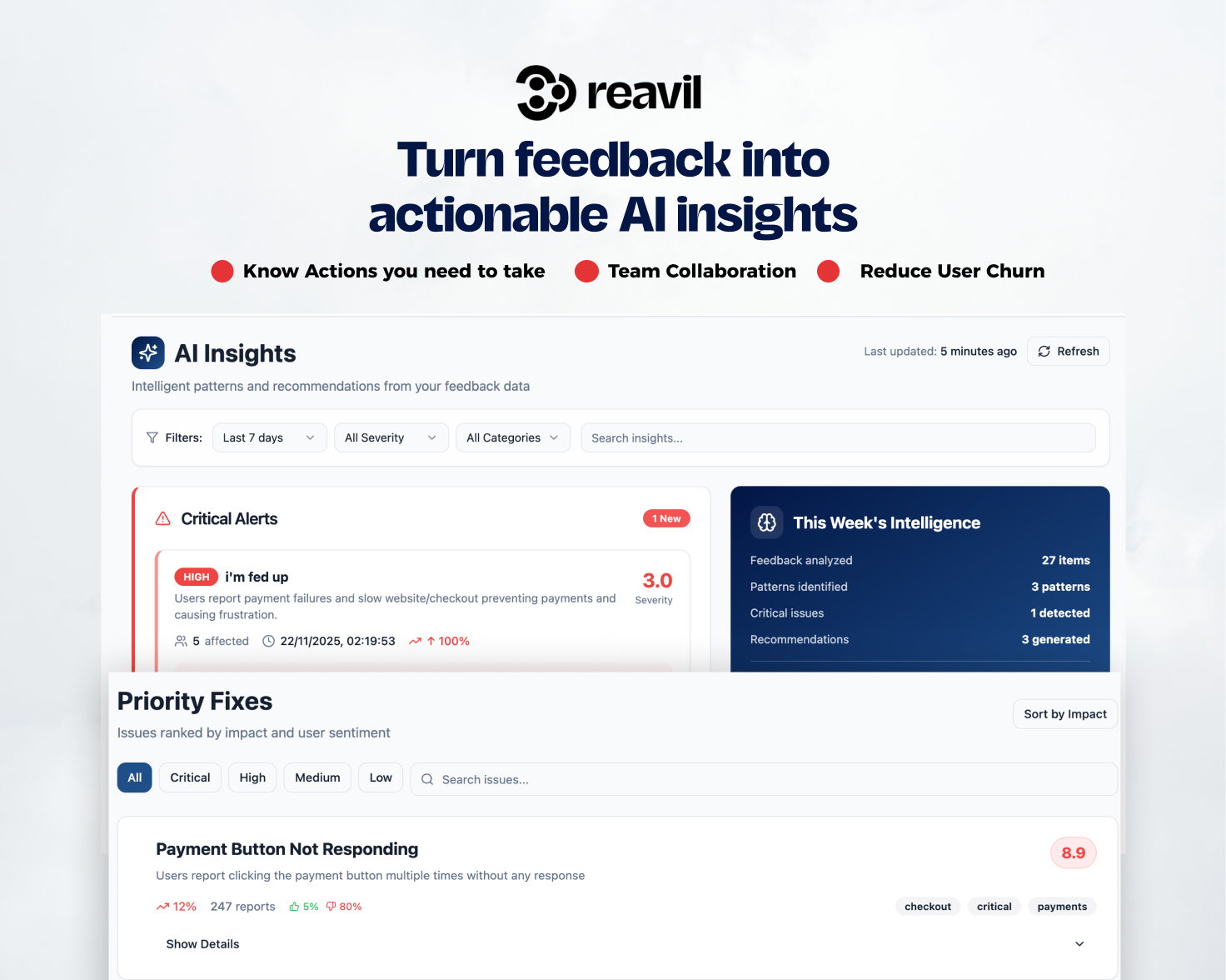 Screenshot 3 of Reavil – AI Feedback Intelligence
