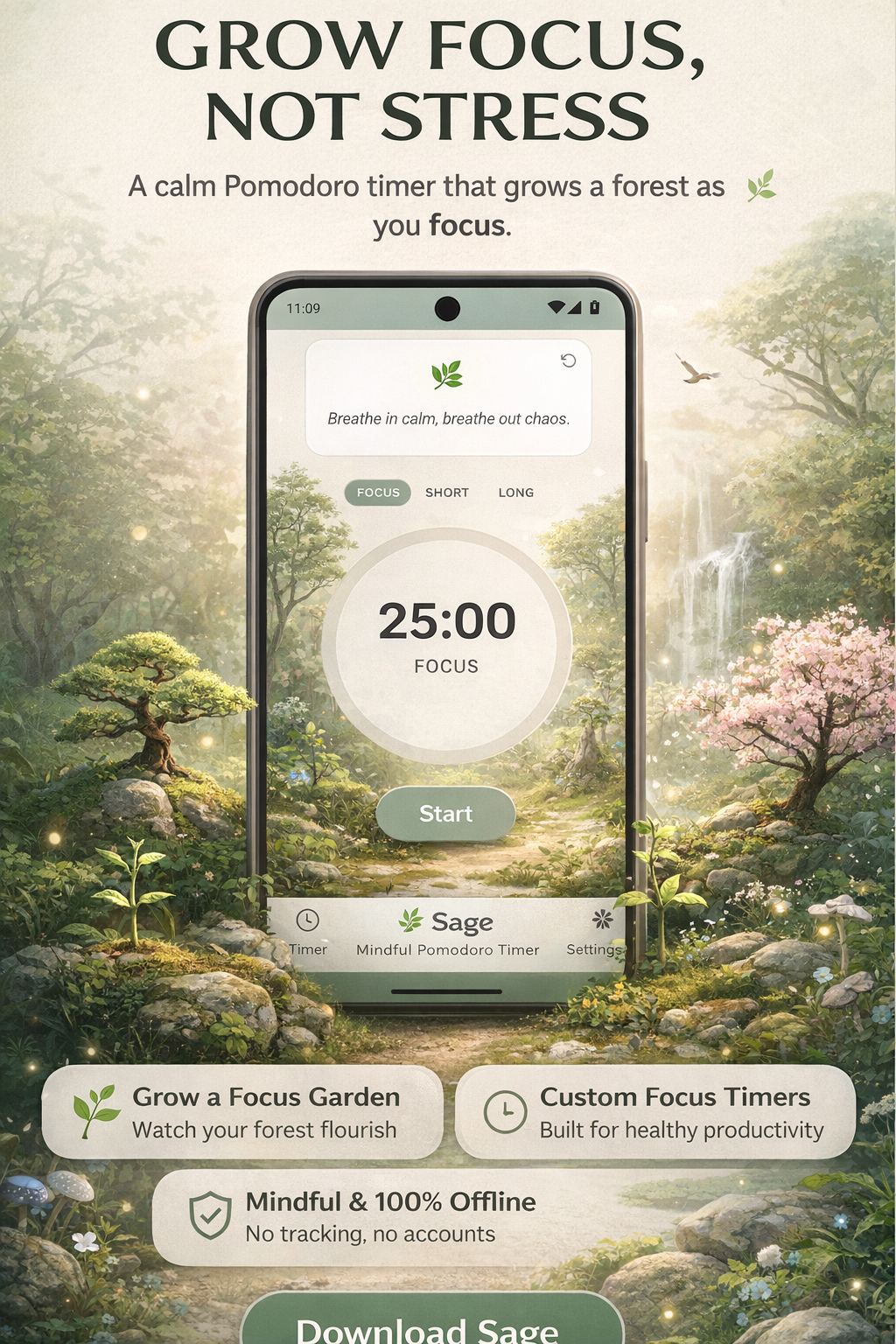 Screenshot 1 of Sage - Pomodoro Focus Timer