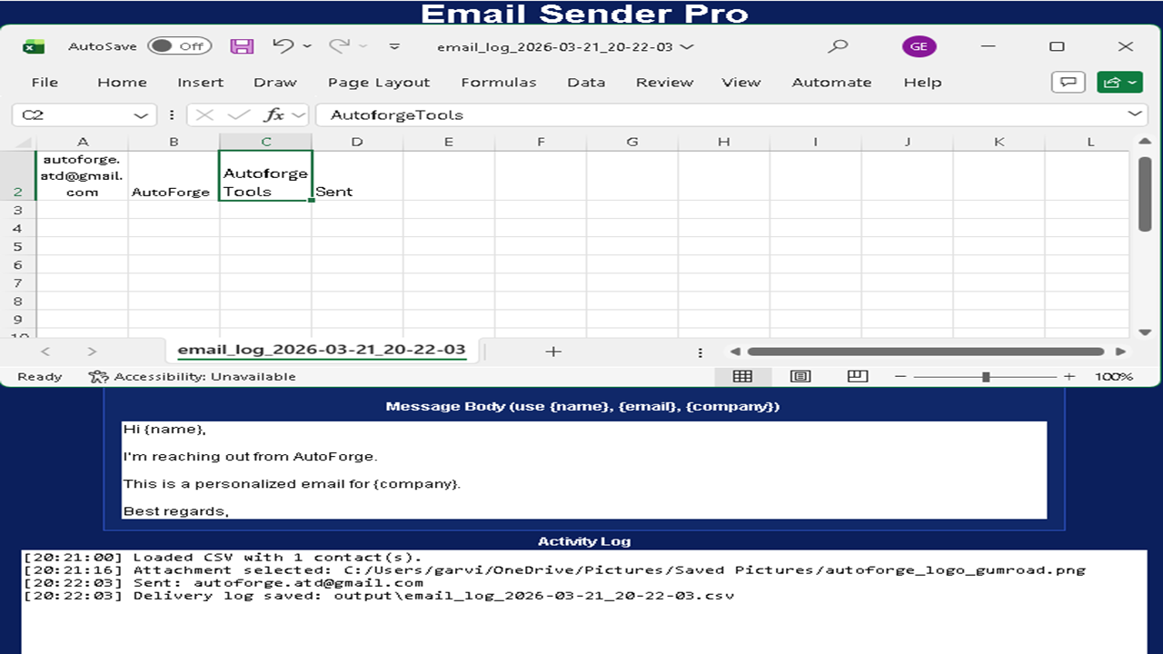 Screenshot 3 of AutoForge_Email_Sender_Pro_v1.0