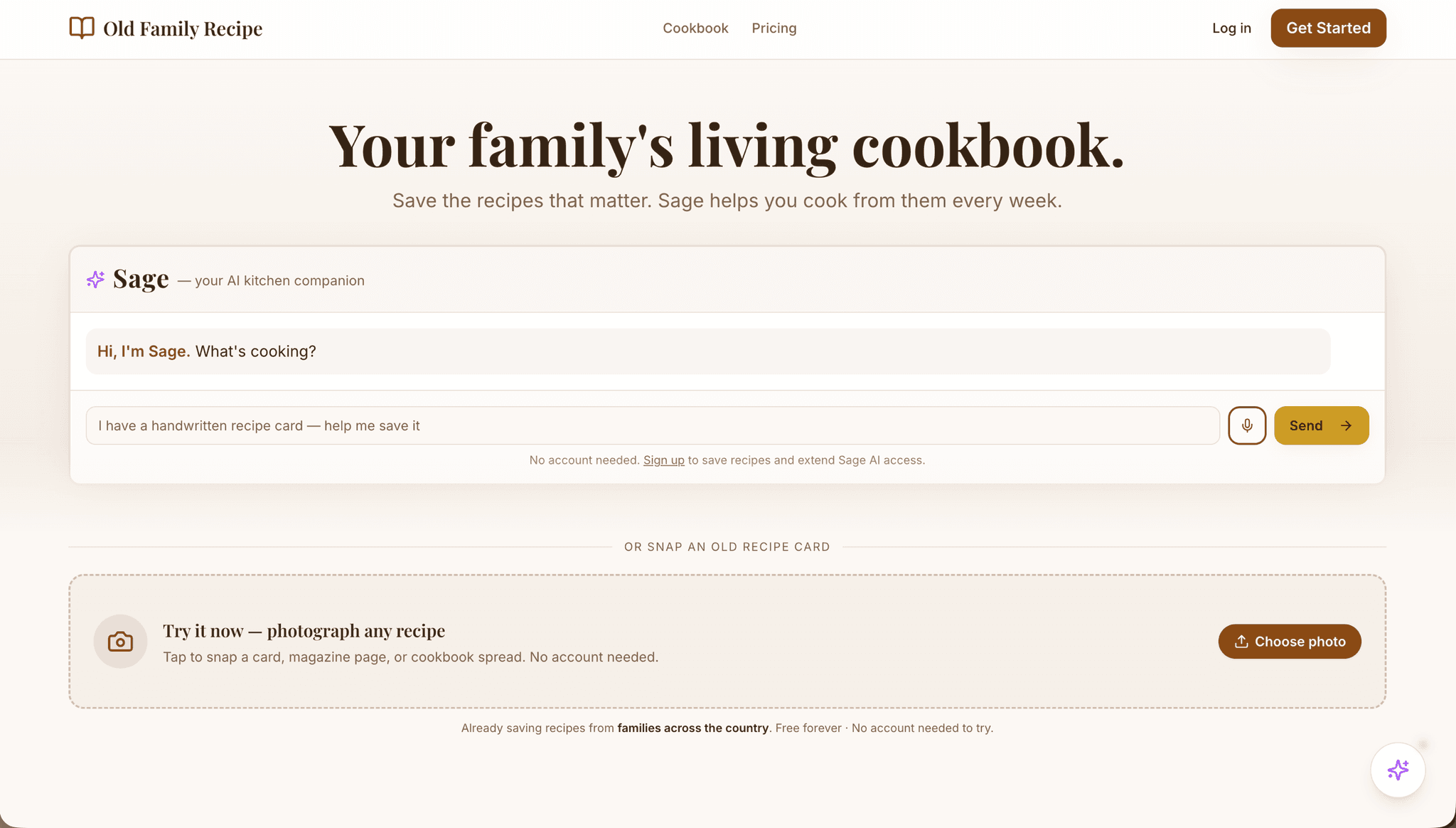 Screenshot 1 of Old Family Recipe — AI Cookbook 