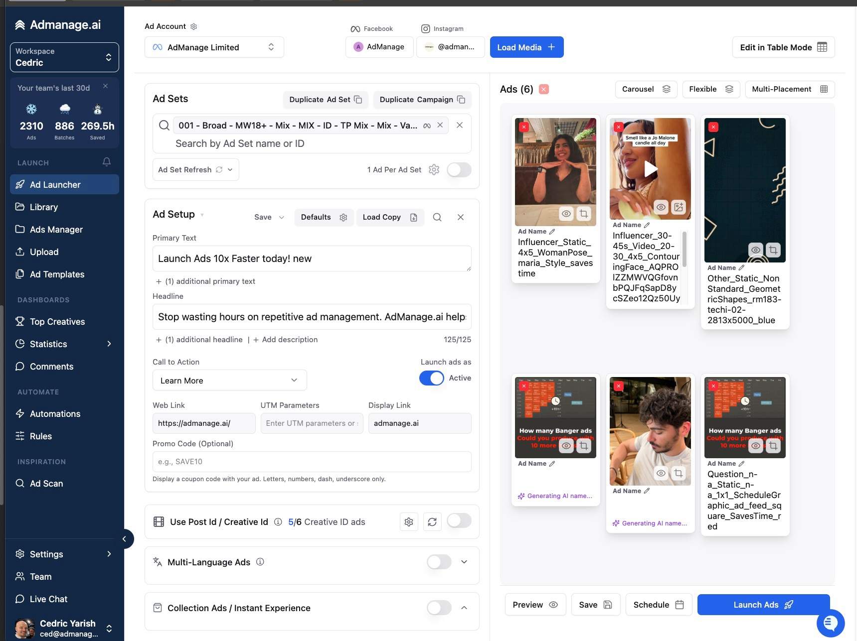 Screenshot 1 of Admanage AI
