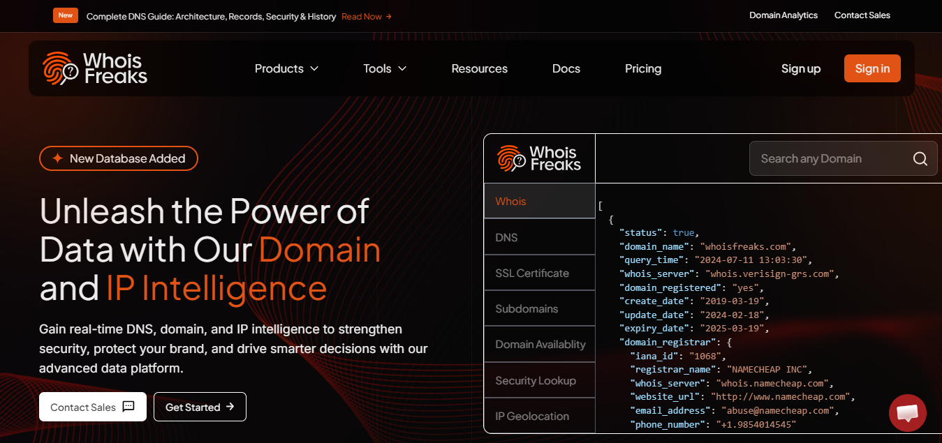 Screenshot 1 of WhoisFreaks