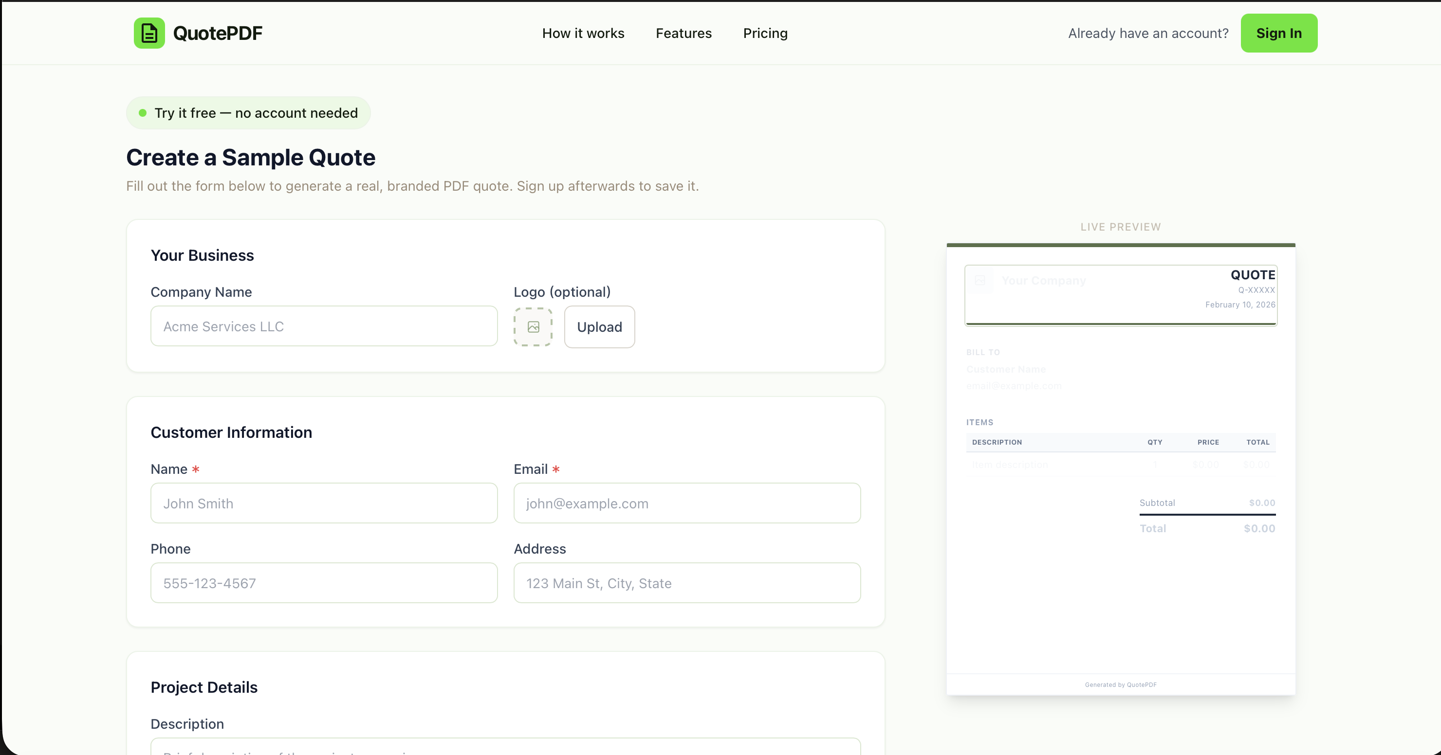 Screenshot 2 of QuotePDF