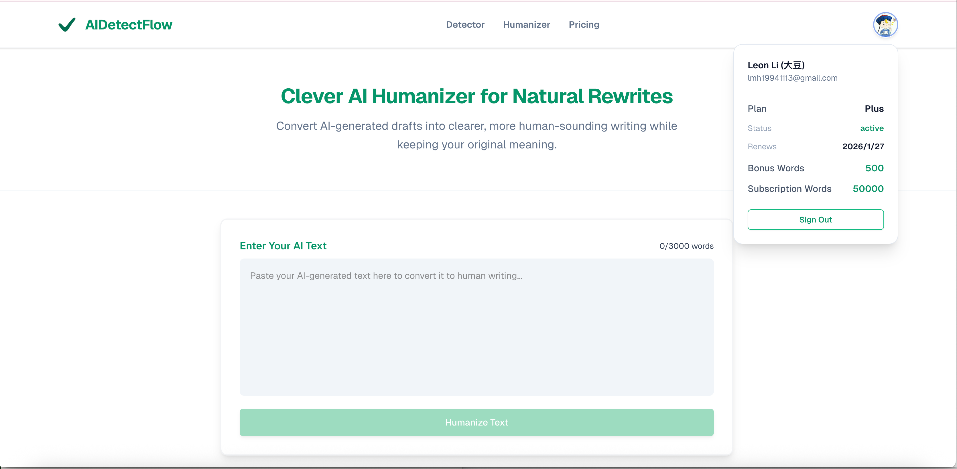 Screenshot 2 of AIDetectFlow – AI Detector & Humanizer