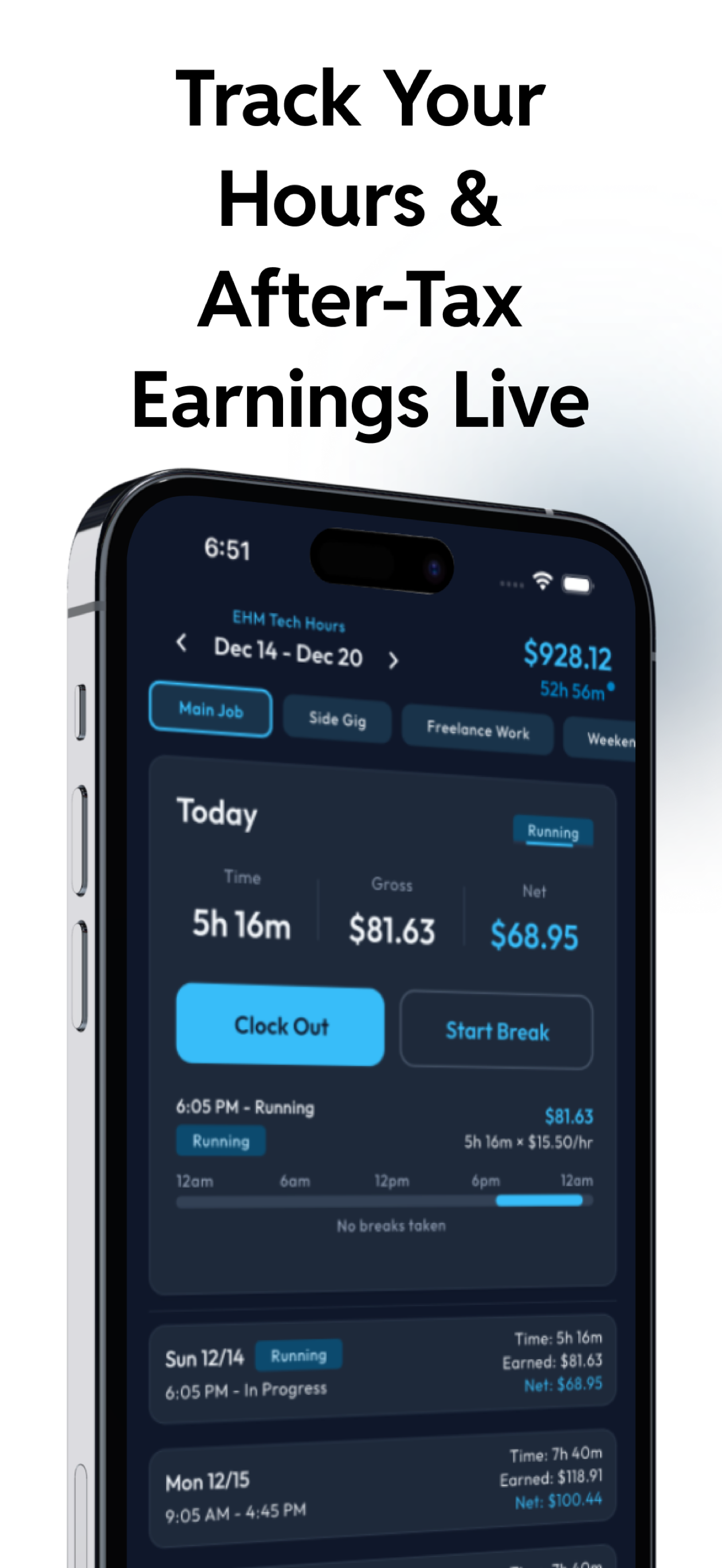 Screenshot 1 of Hours Tracker: Time Clock In