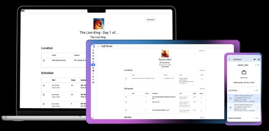 Screenshot 5 of AI Callsheet Software | Studiovity 