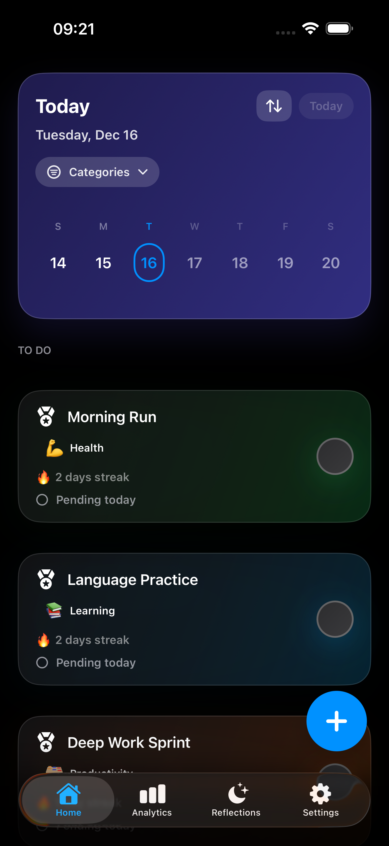 Screenshot 1 of Momentum - Daily Habit Tracker App