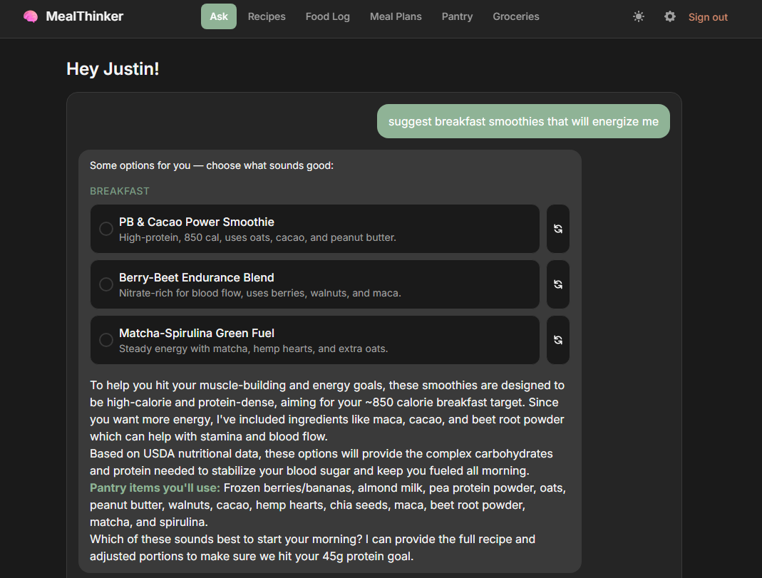 Screenshot 1 of MealThinker