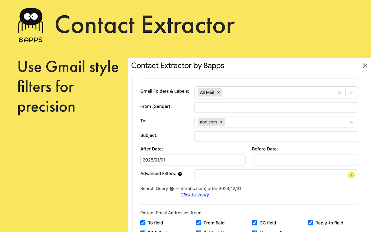 Screenshot 1 of Contact Extractor