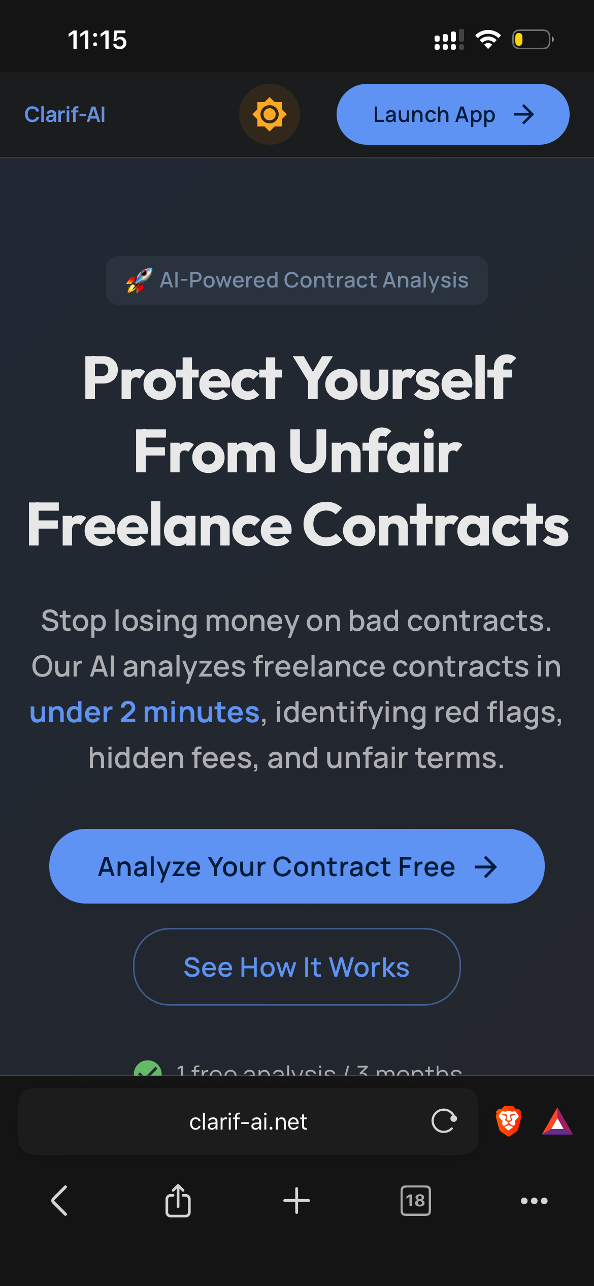 Screenshot 1 of Clarif-AI Contract Analyzer