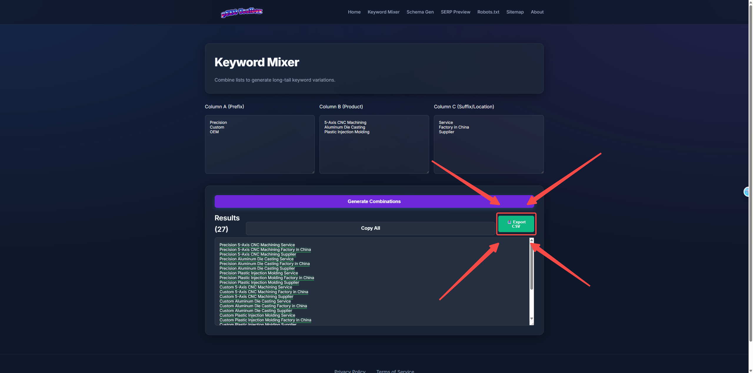 Screenshot 1 of pSEO Toolbox