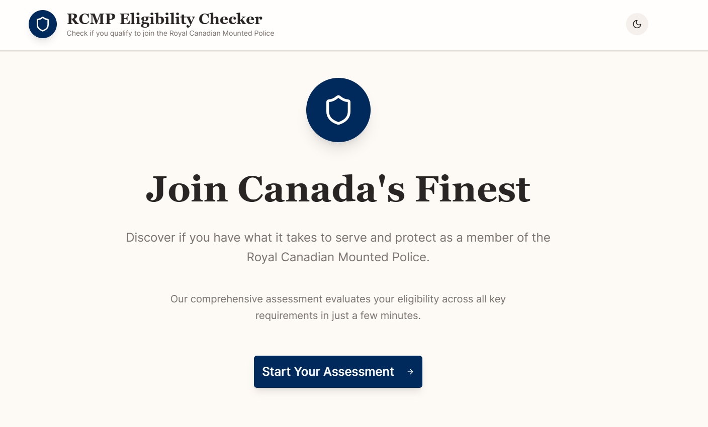 Screenshot 1 of RCMP Eligibility Checker