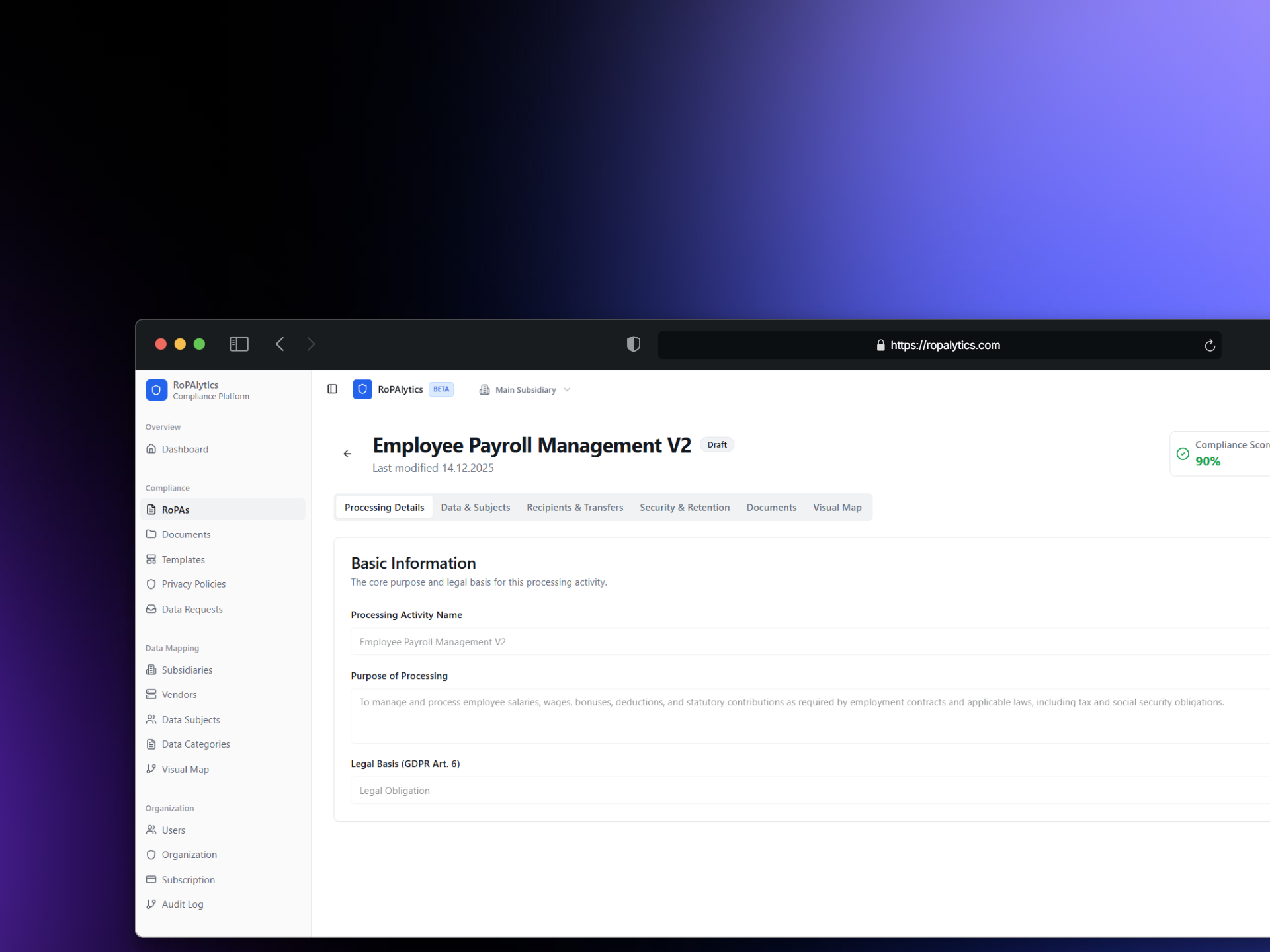 Screenshot 2 of RoPAlytics - All-in-One GDPR Compliance