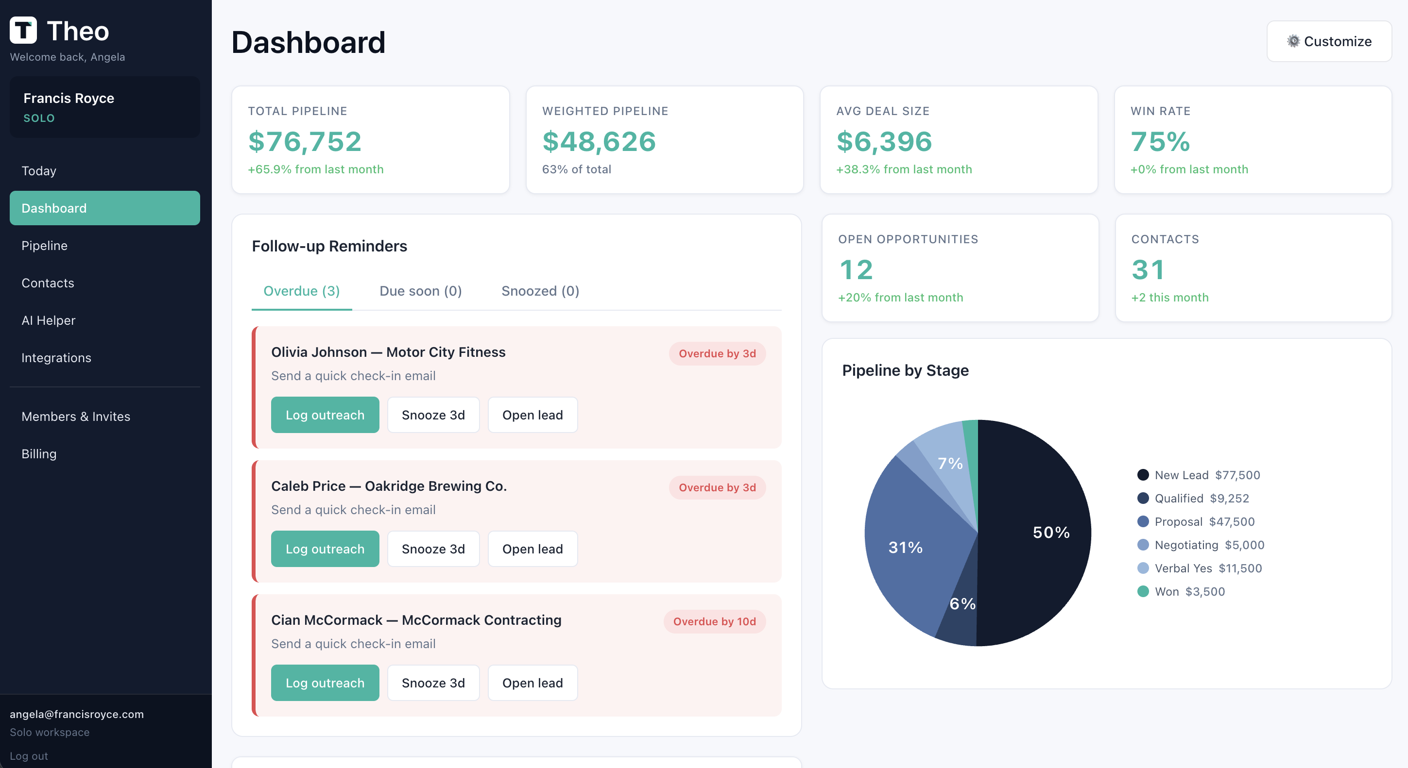 Screenshot 2 of Theo: CRM for Professional Services