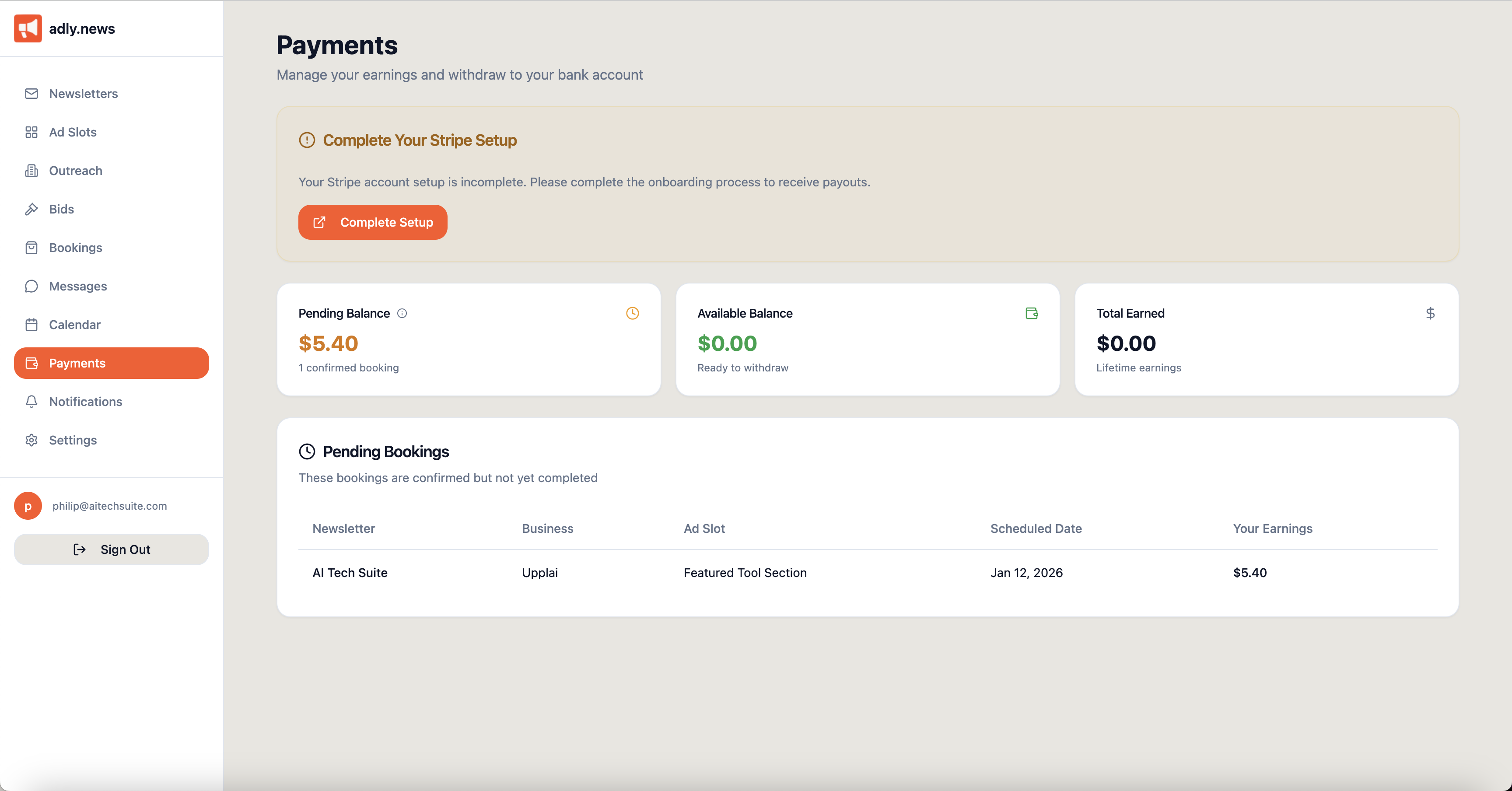 Screenshot 5 of adly.news/newsletter