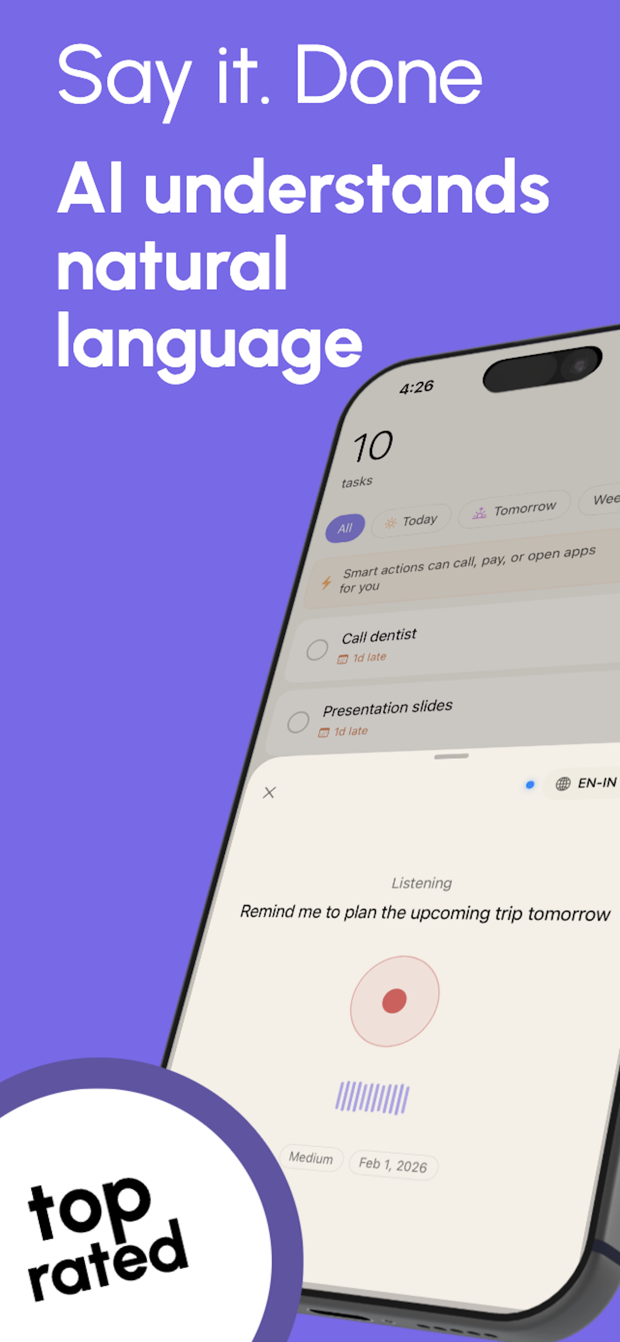 Screenshot 1 of Minddraft: AI Daily Planner & To-do