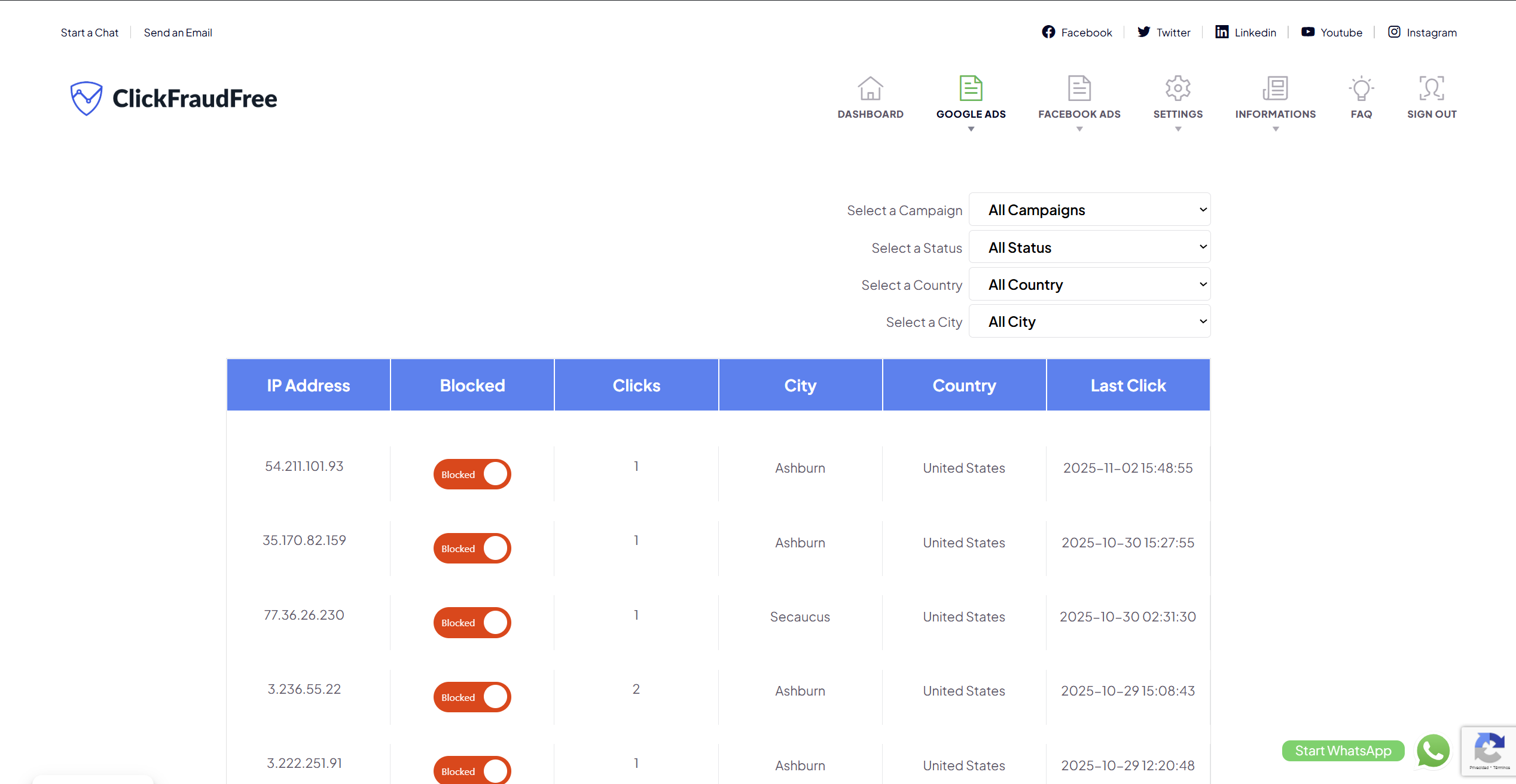 Screenshot 2 of Software for Google Ads Click Fraud Prev