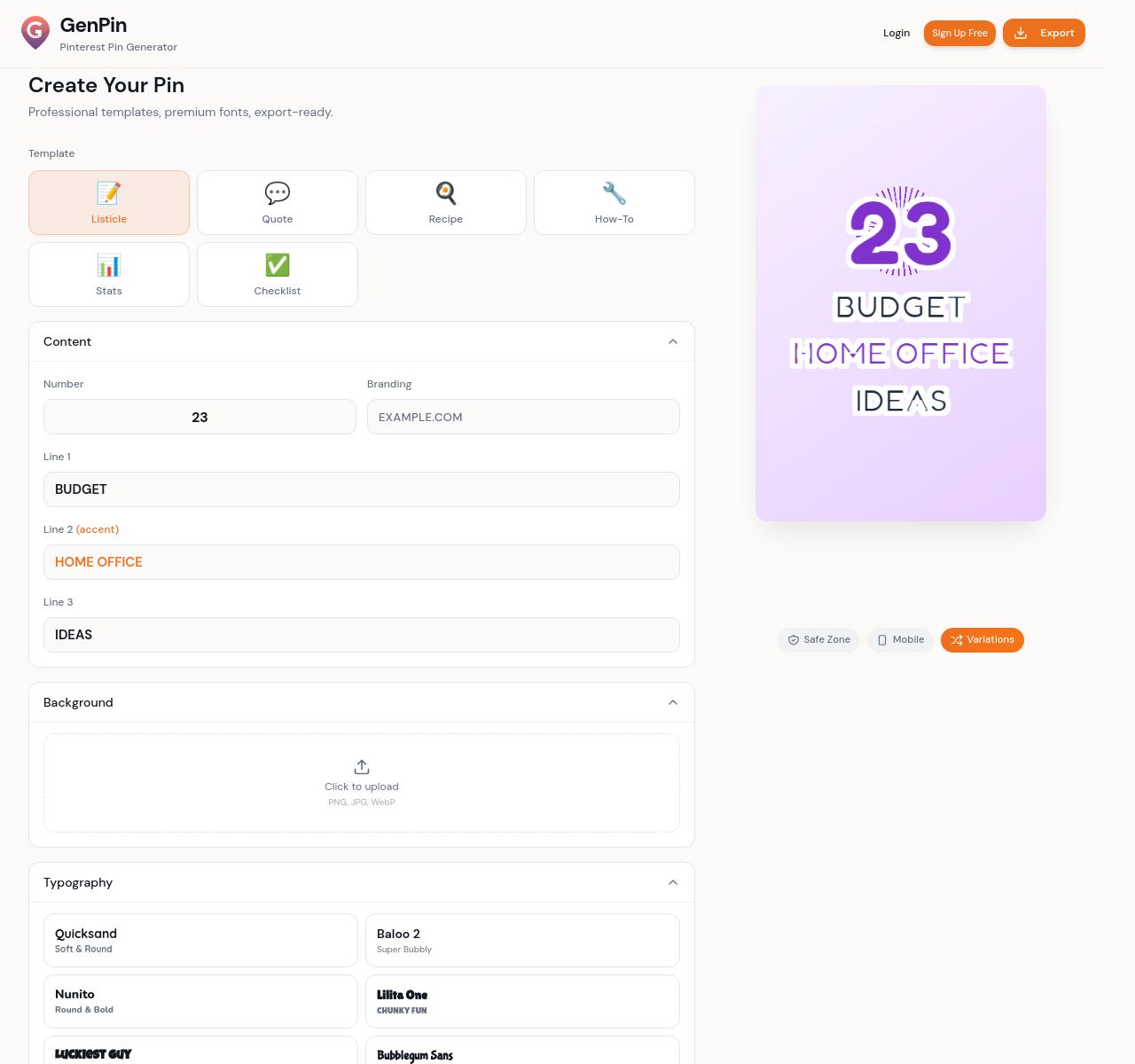 Screenshot 2 of GenPin — Pinterest Pin Generator