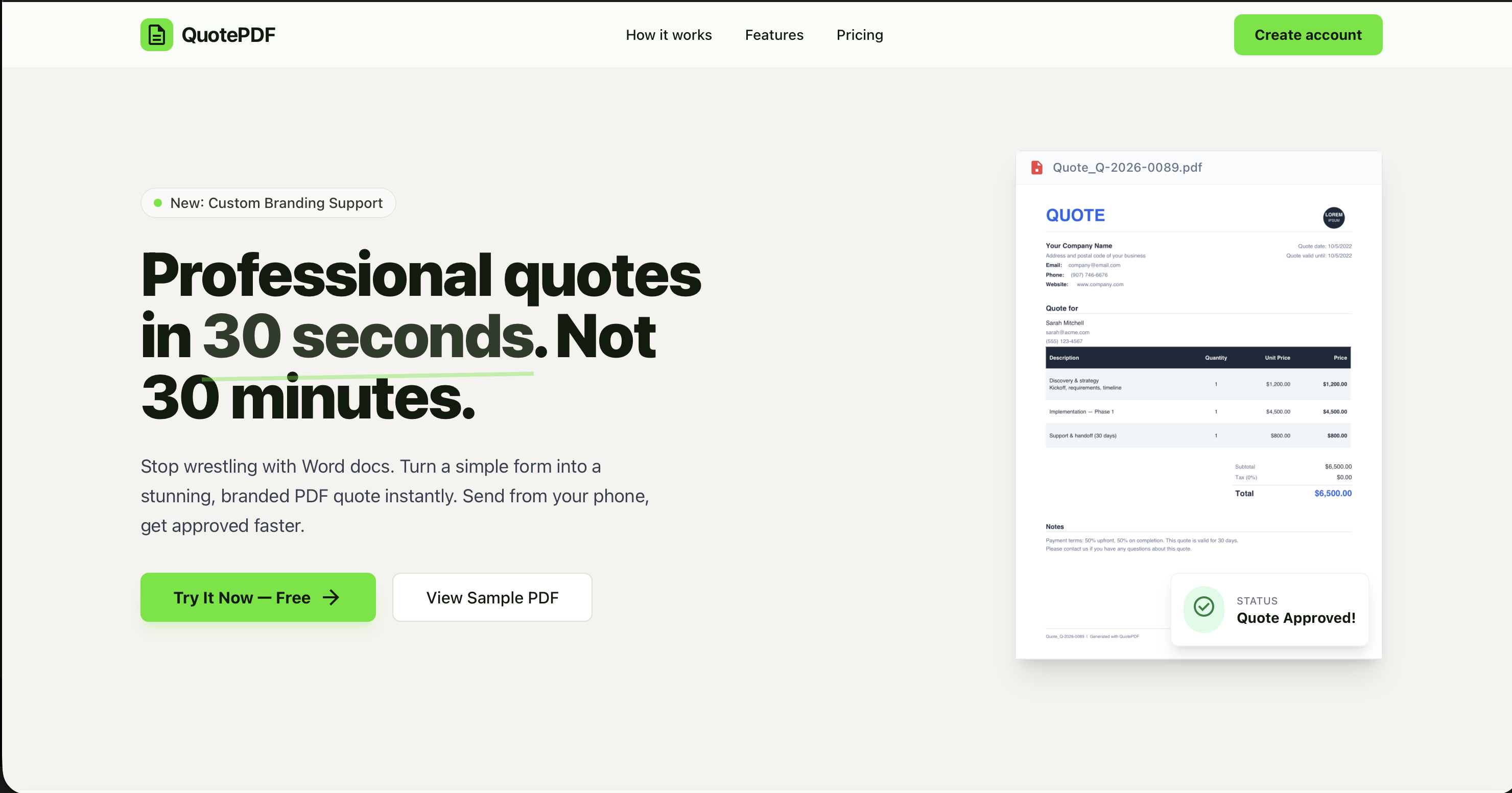 Screenshot 1 of QuotePDF