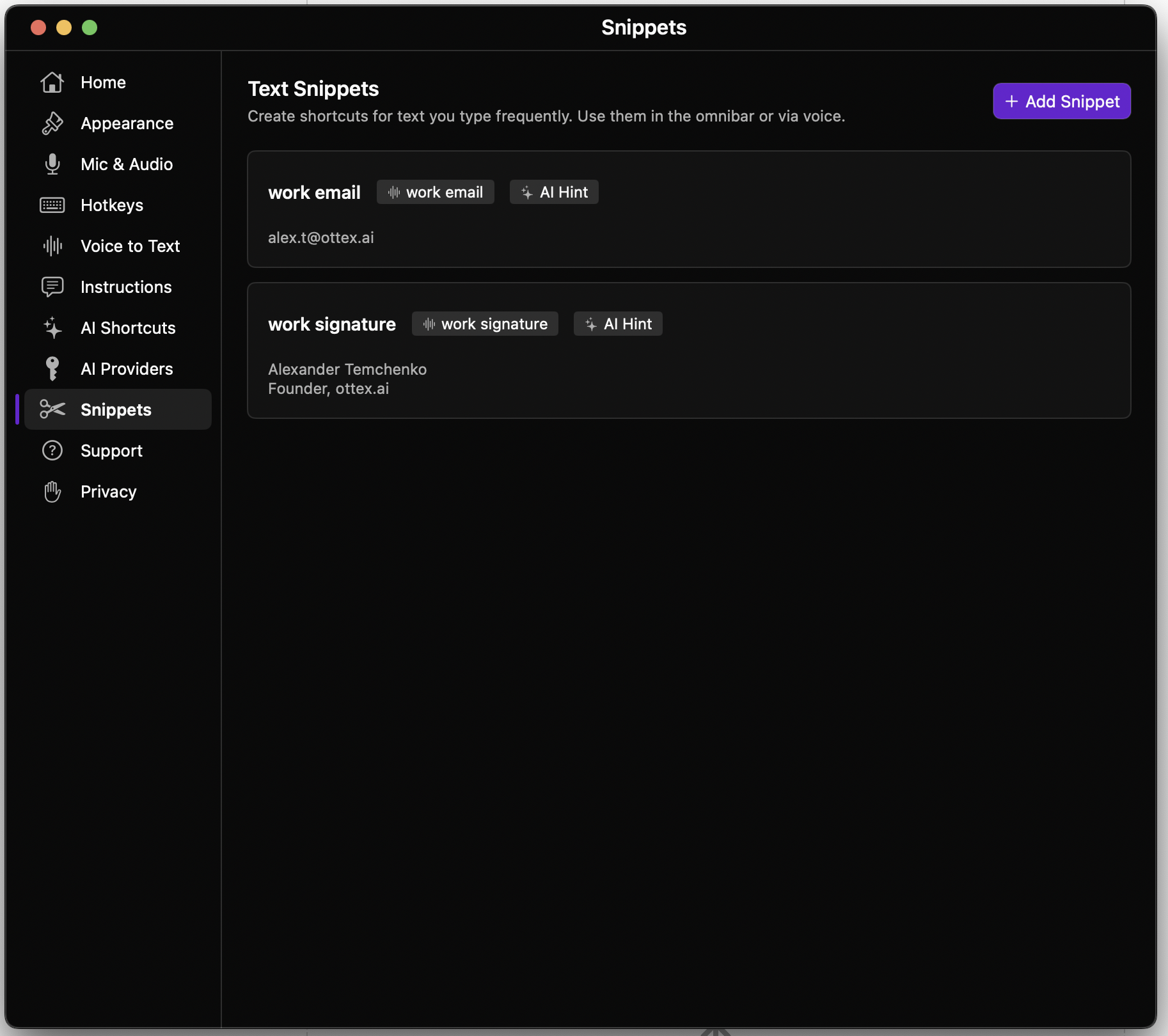 Screenshot 2 of Ottex AI — WisprFlow with BYOK