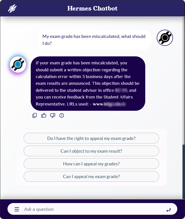 Screenshot 1 of Fixein Hermes Chatbot