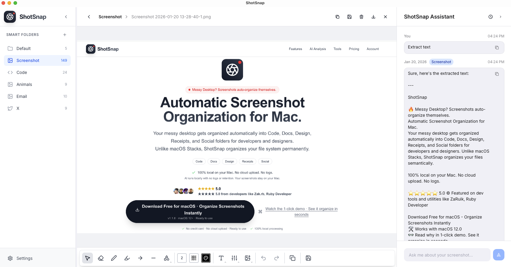Screenshot 4 of ShotSnap - AI-Powered Screenshot Tool