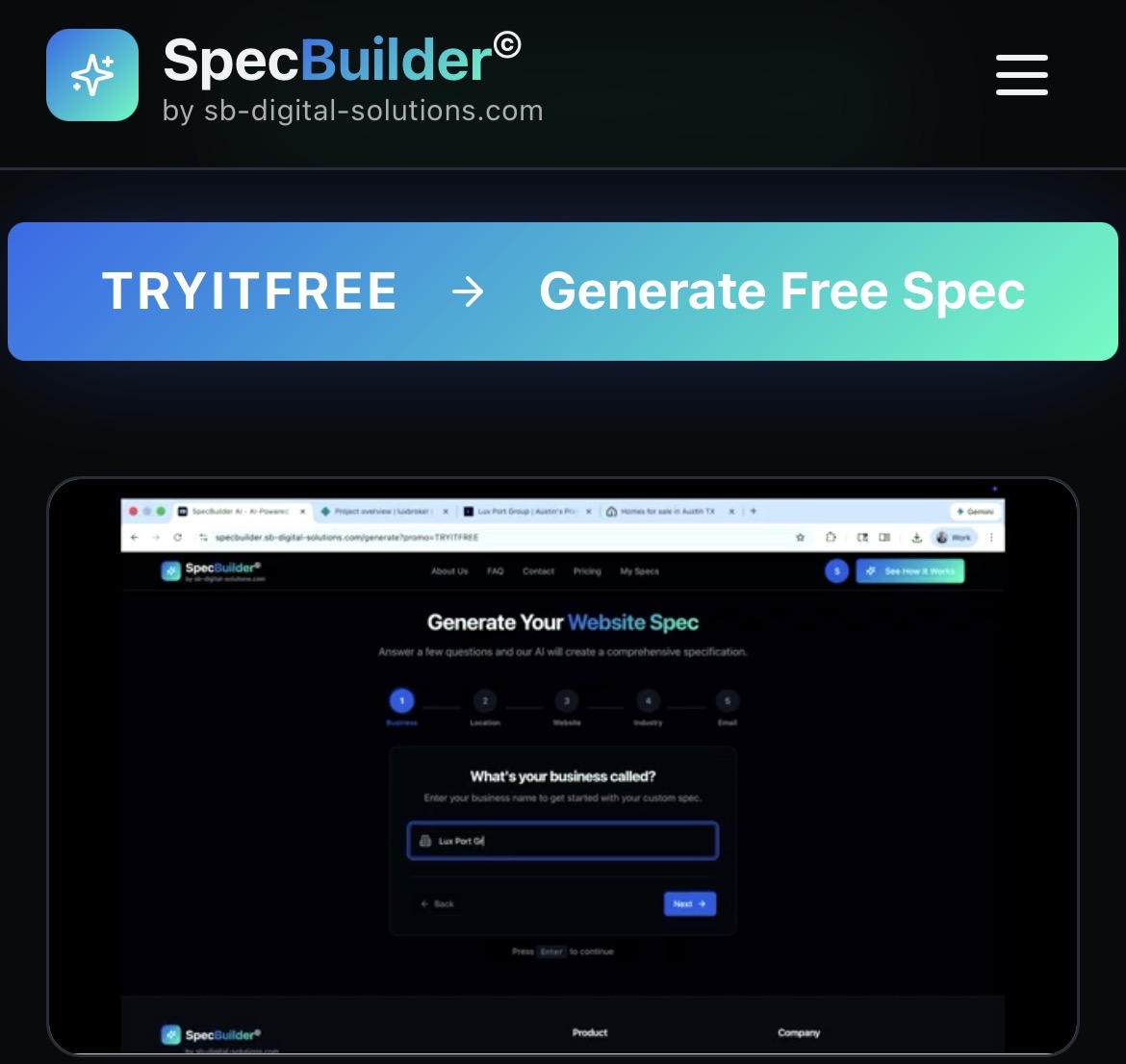 Screenshot 4 of SpecBuilder AI