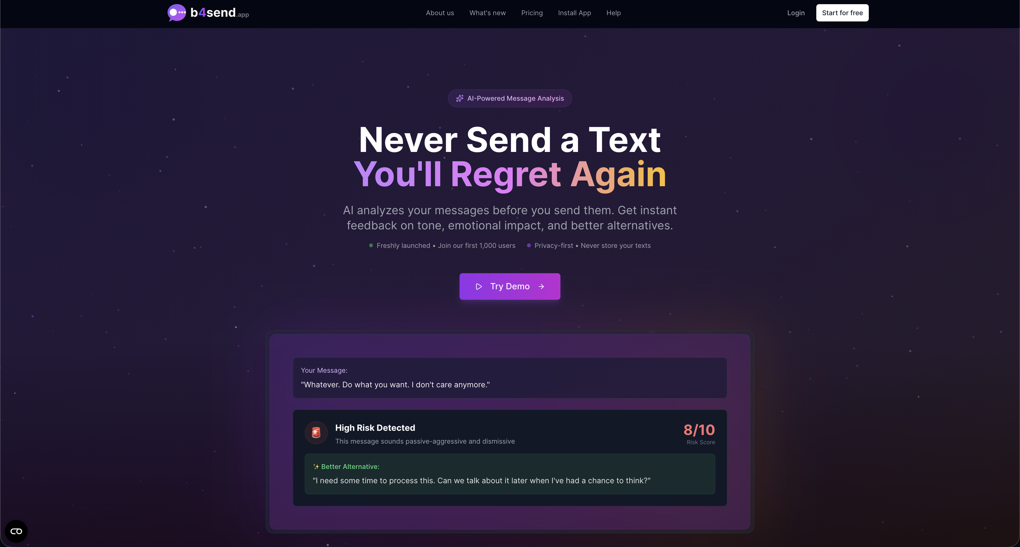 Screenshot 1 of B4Send - AI Message Analyzer