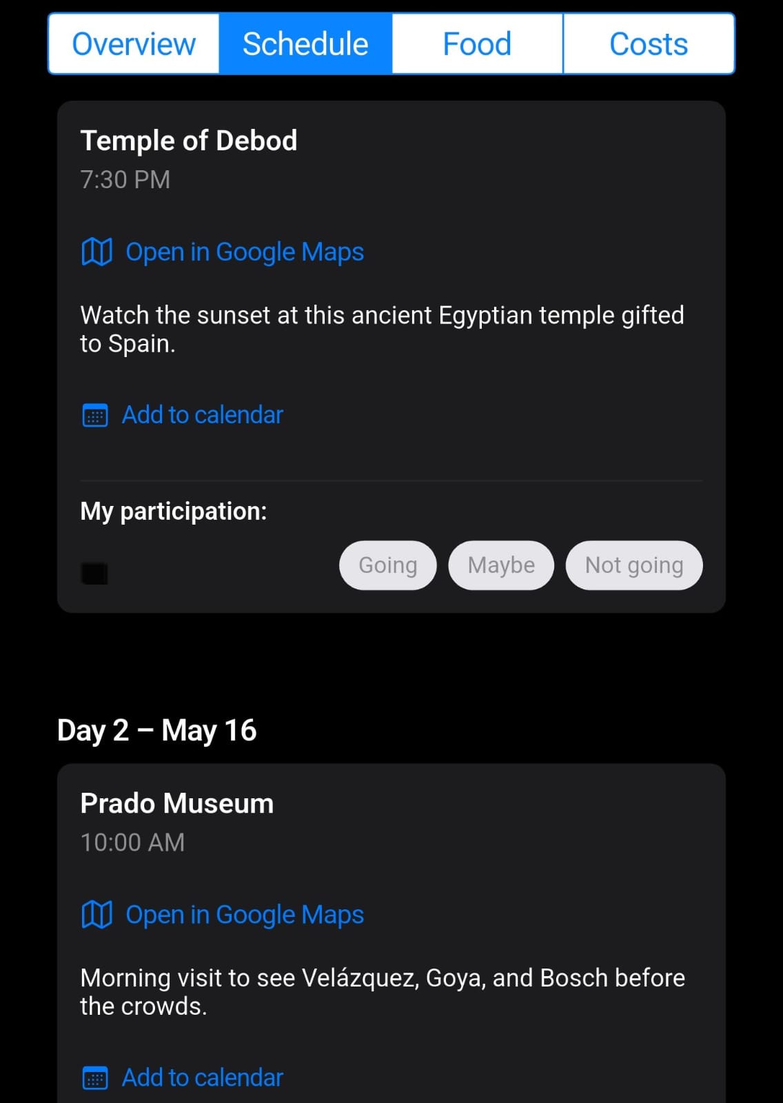 Screenshot 2 of Familytrips app
