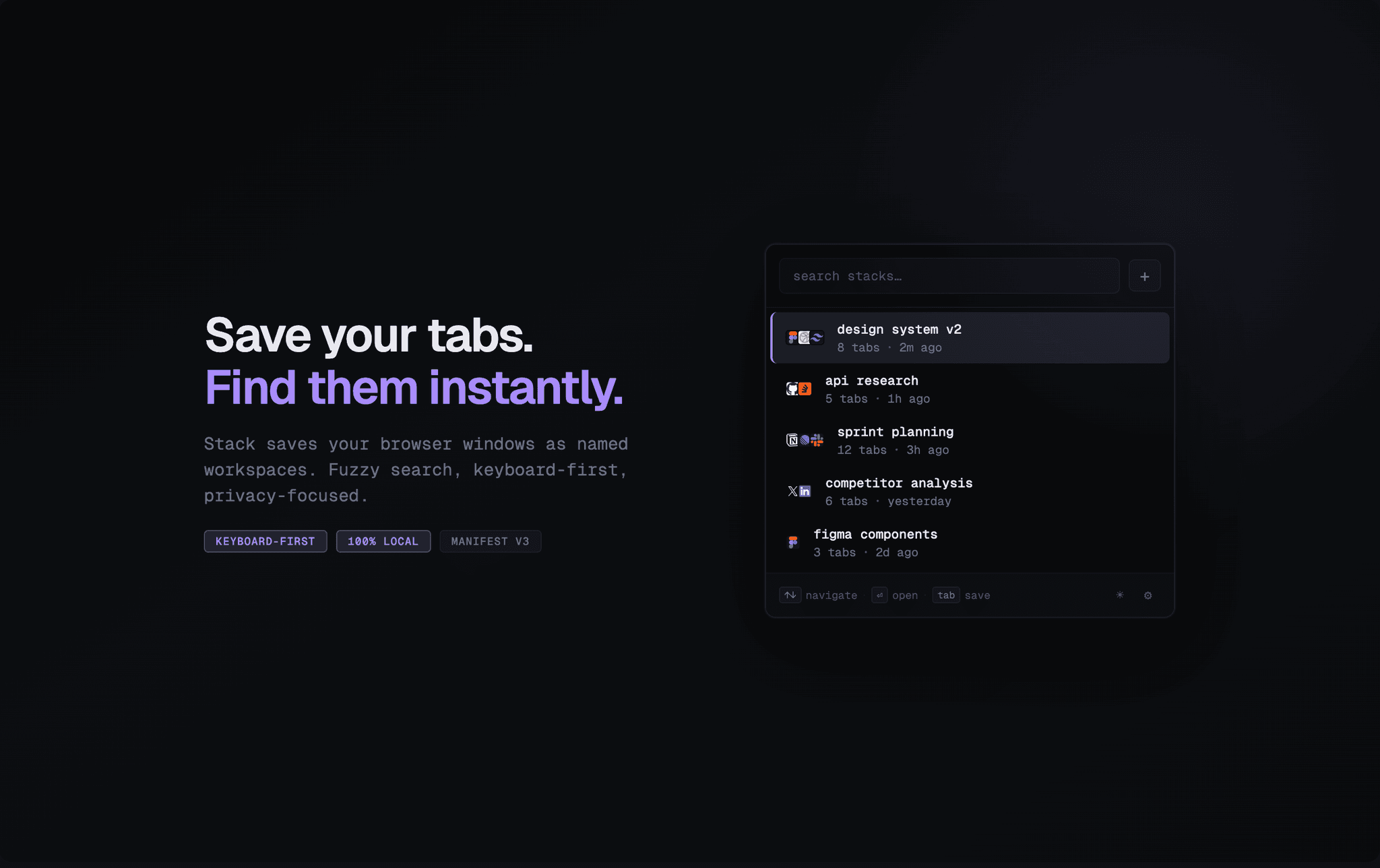 Screenshot 1 of Stack - Tab Manager & Session Saver