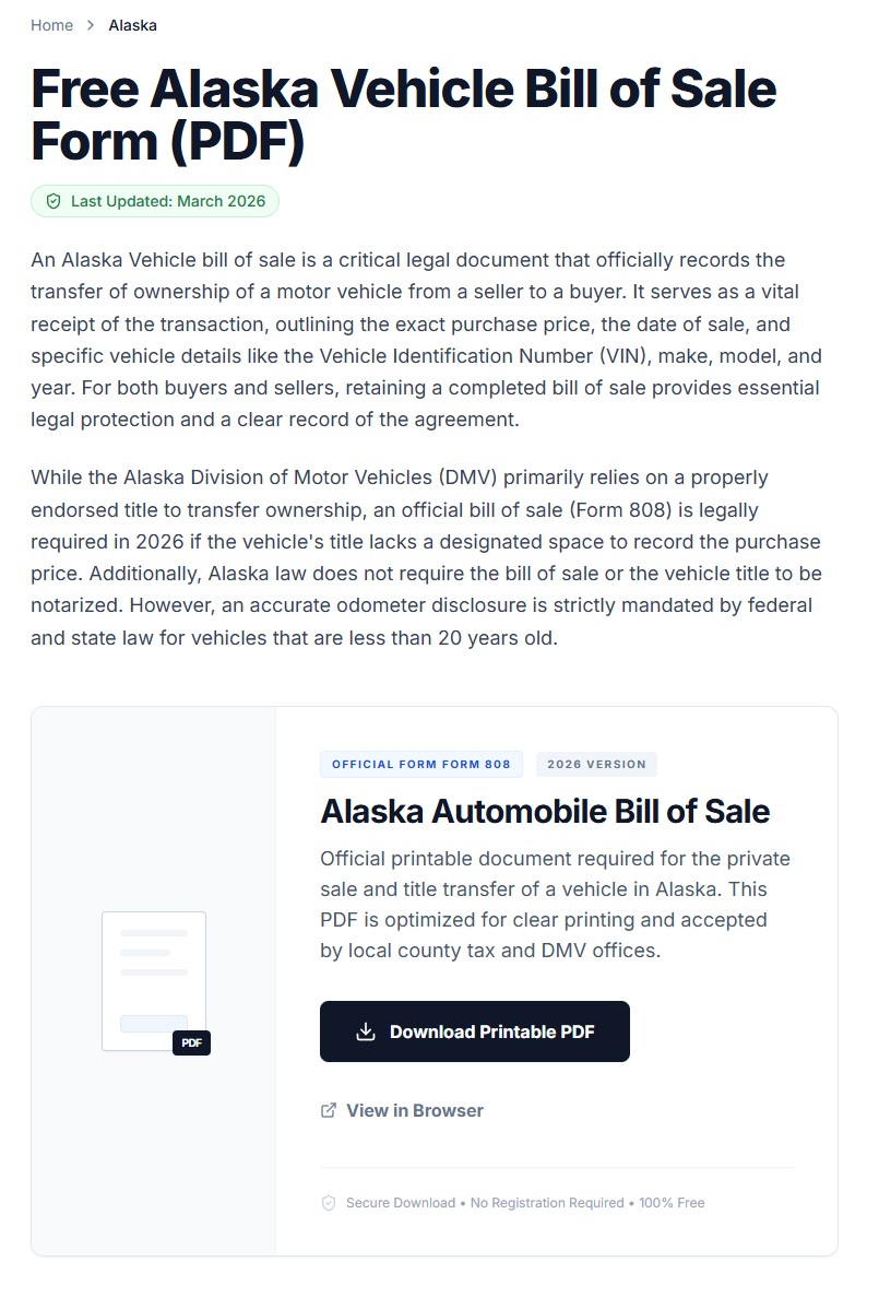 Screenshot 2 of VehicleBillofSale.com