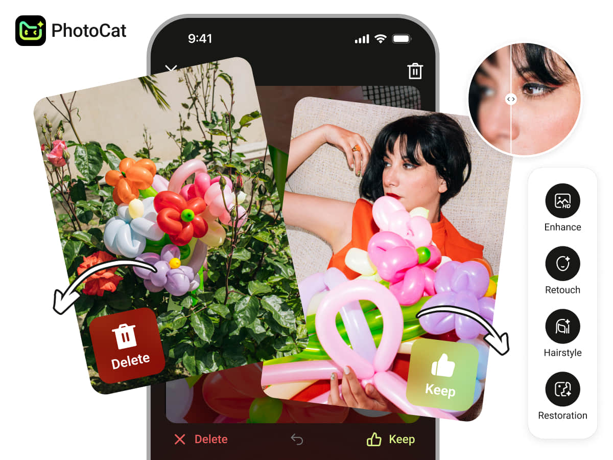 Screenshot 1 of PhotoCat: AI Photo Editor & AlbumCleaner