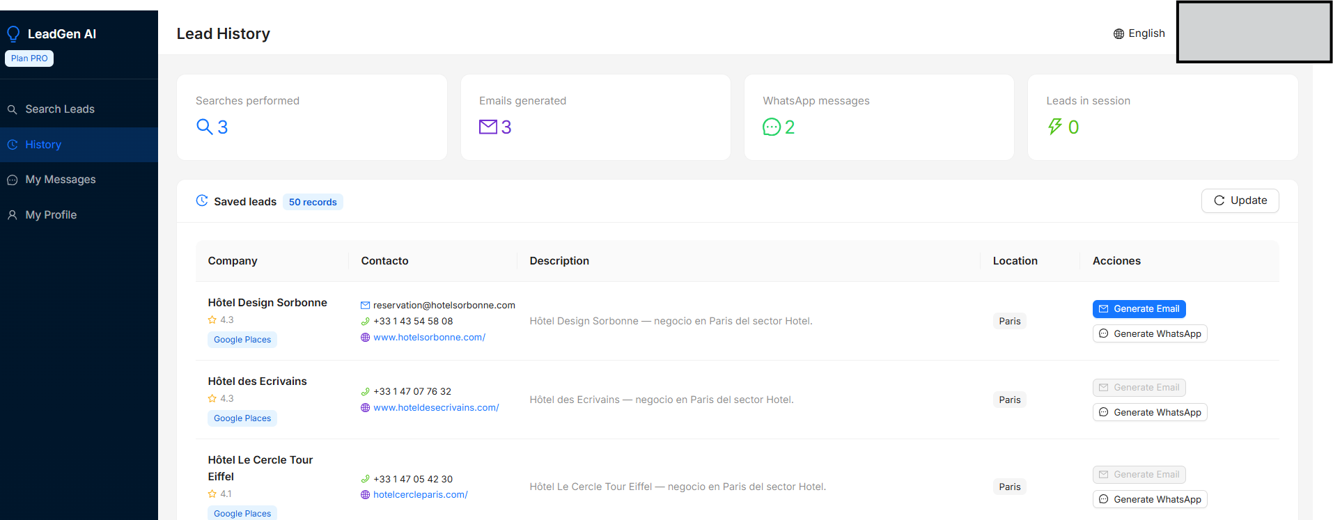 Screenshot 1 of LeadGen AI