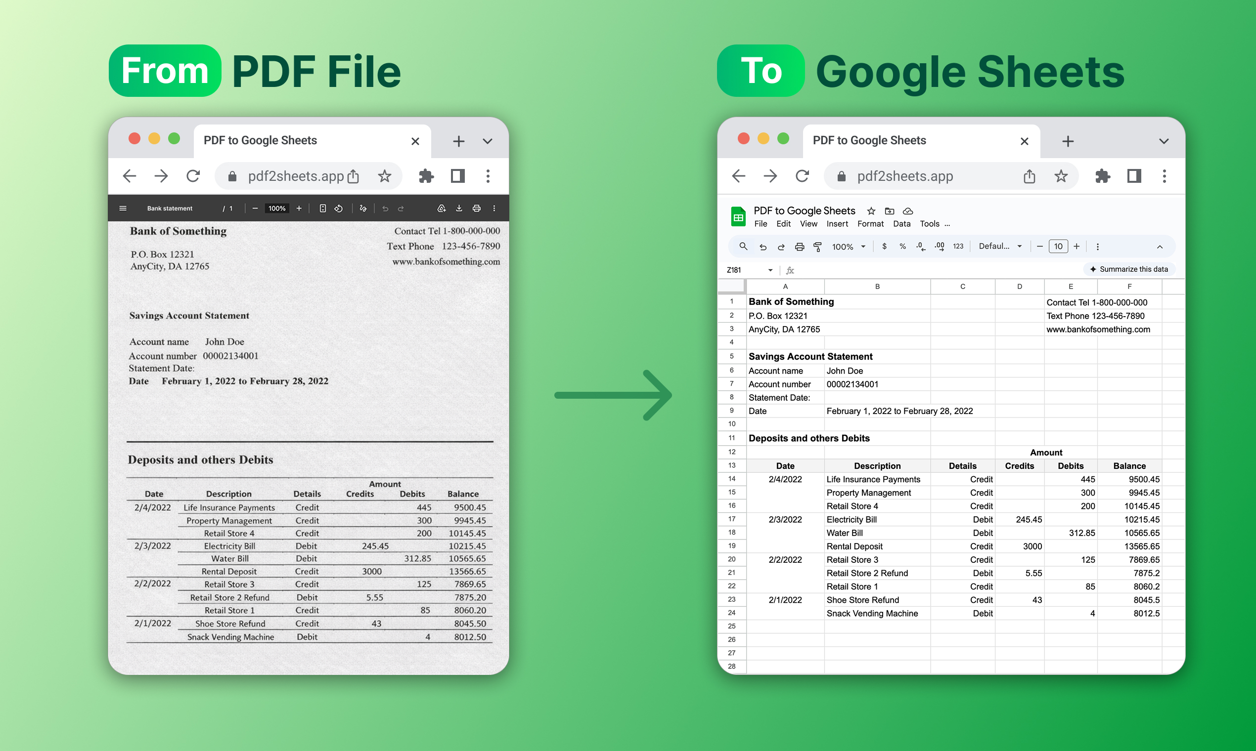 Screenshot 2 of PDF to Google Sheets