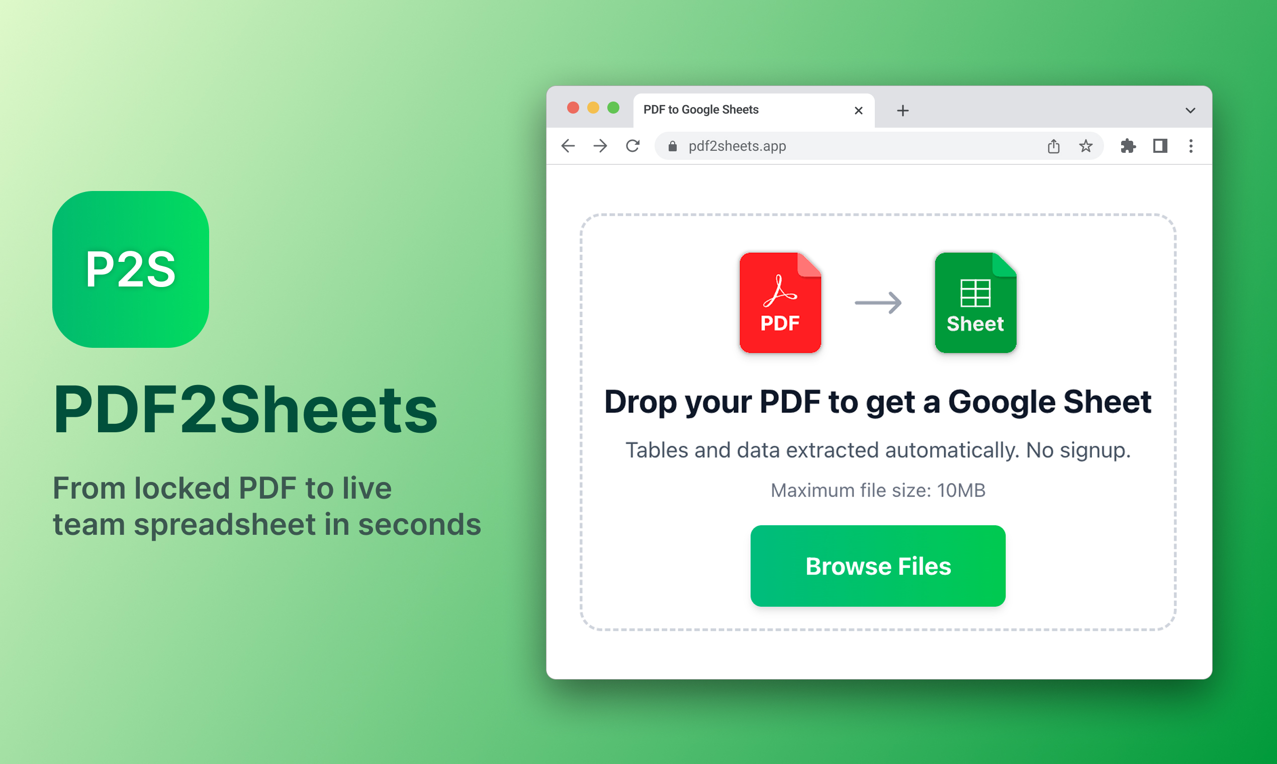 Screenshot 1 of PDF to Google Sheets