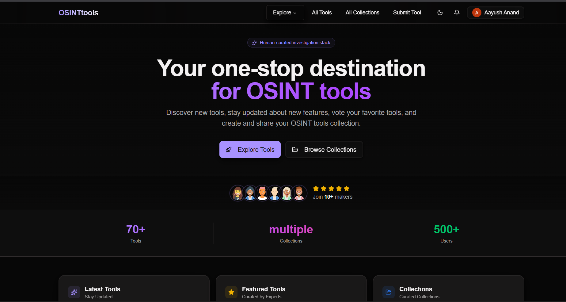 Screenshot 1 of OSINTTools.io