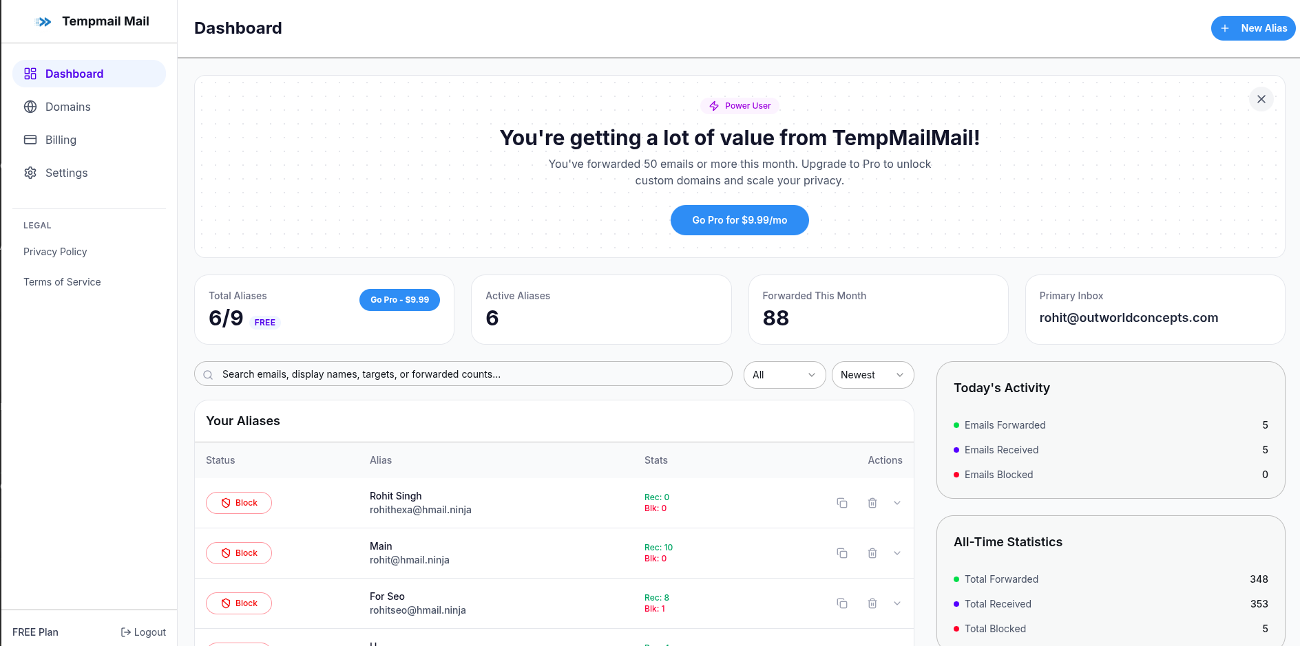 Screenshot 1 of Temp Mail