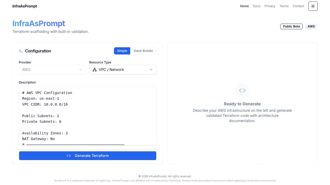 Screenshot 1 of InfraAsPrompt