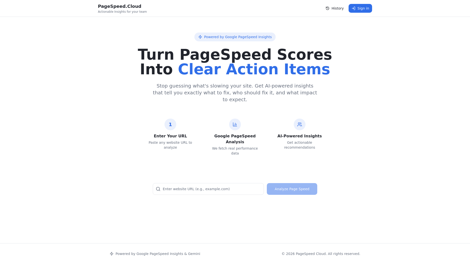 Screenshot 1 of PageSpeed.cloud