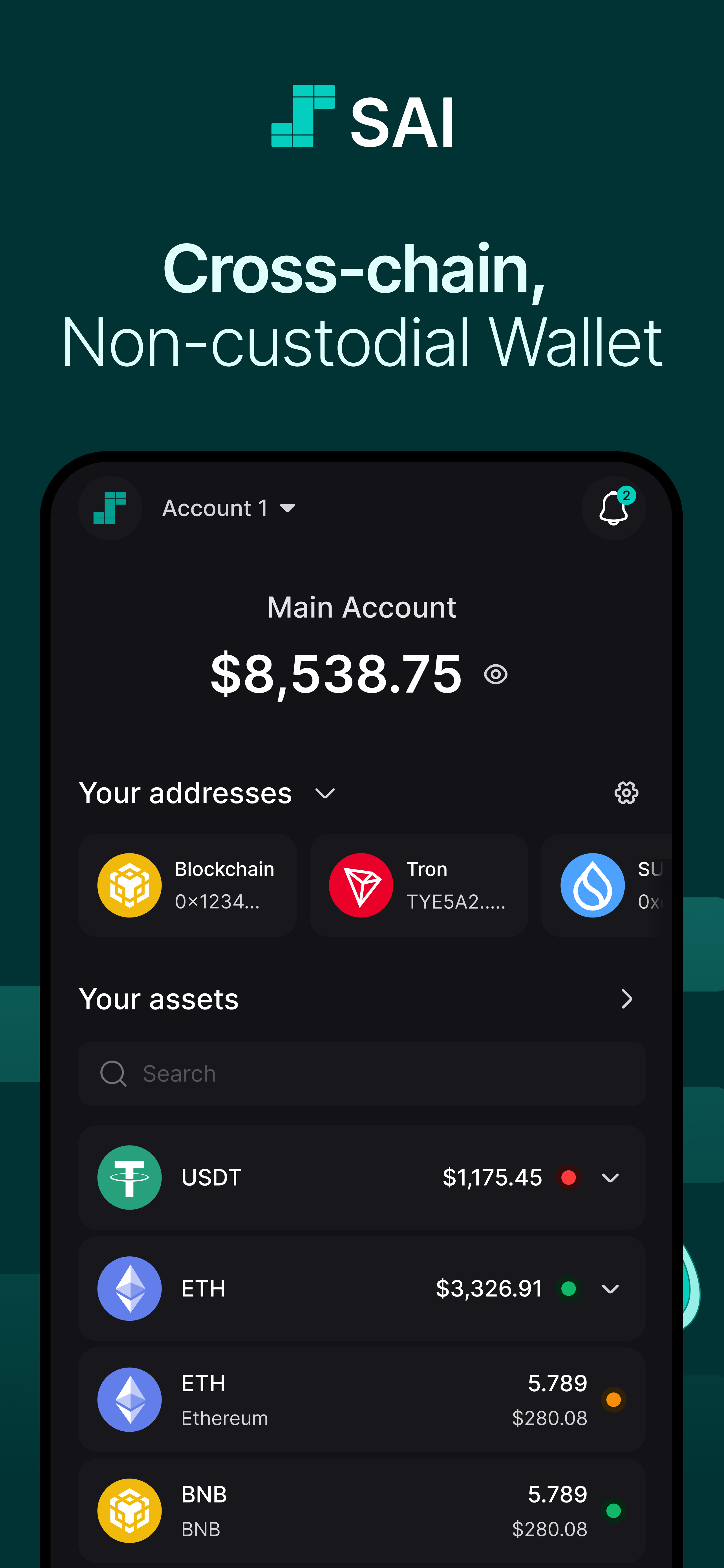 Screenshot 1 of SAI Wallet: Crypto & Staking